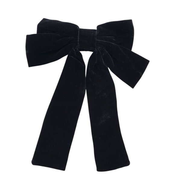 Commense Accessories - Commense large Black Hair Bow with Long Tail Black Bow Hair Clip with Metal Clip